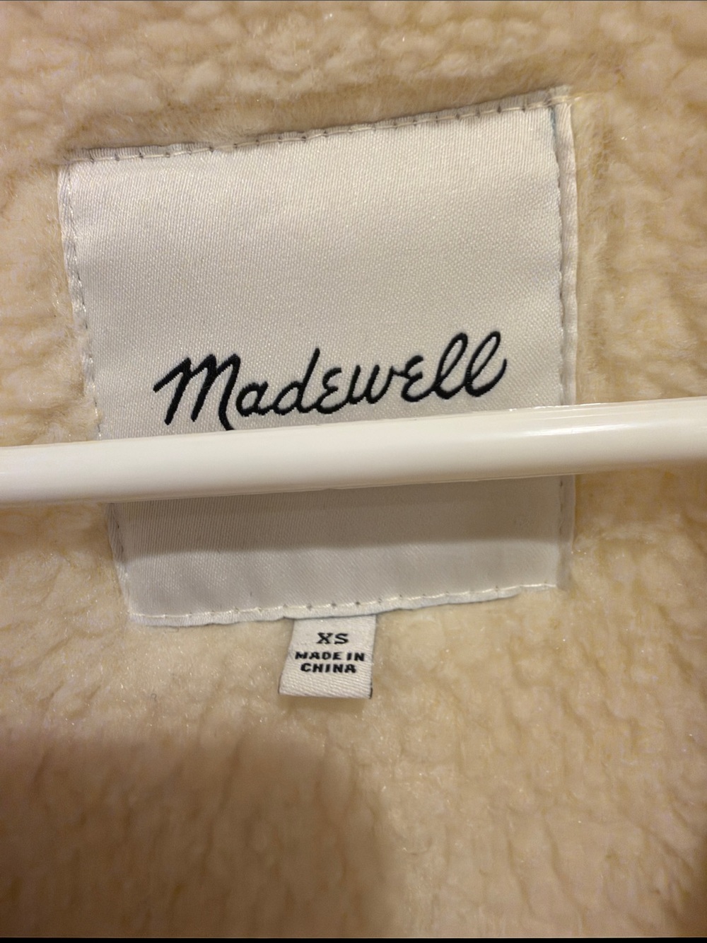 Madewell Cream Sherpa Coat with Tan Trim - Women - Picture 2 of 2